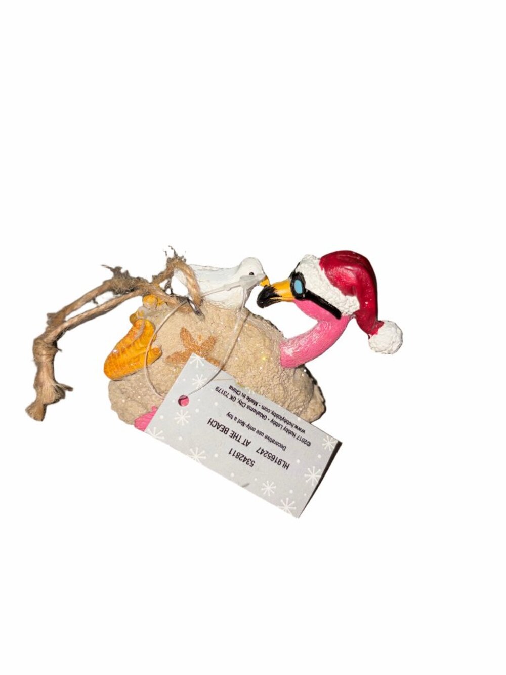 ๐๐ Hobby Lobby Pink Flamingo Beach Christmas Ornament Santa Hat NWT - Picture 2 of 6